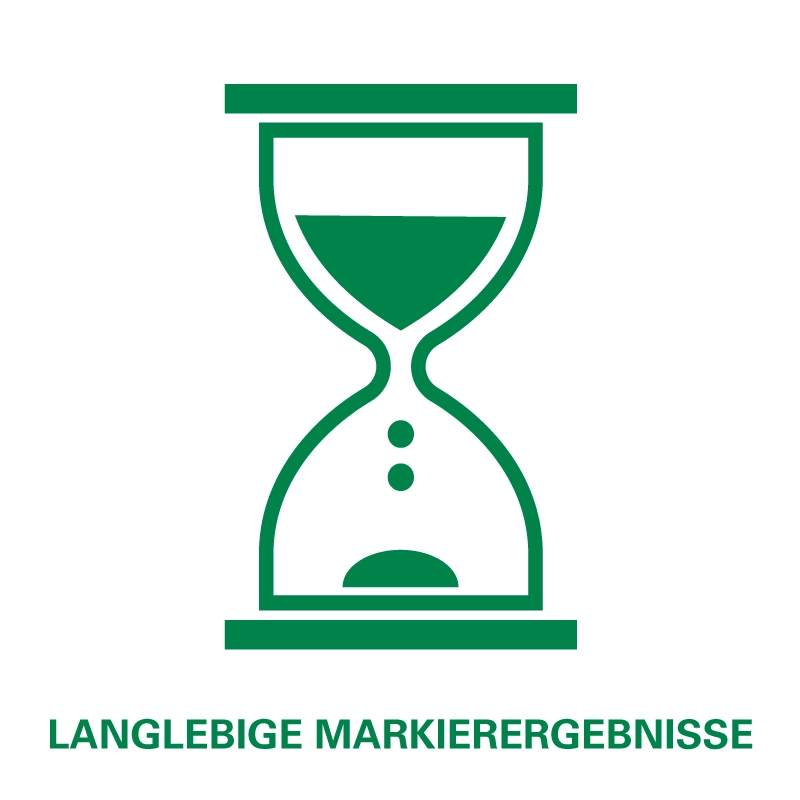 Sanduhr, symbolisiert langlebige Markierergebnisse