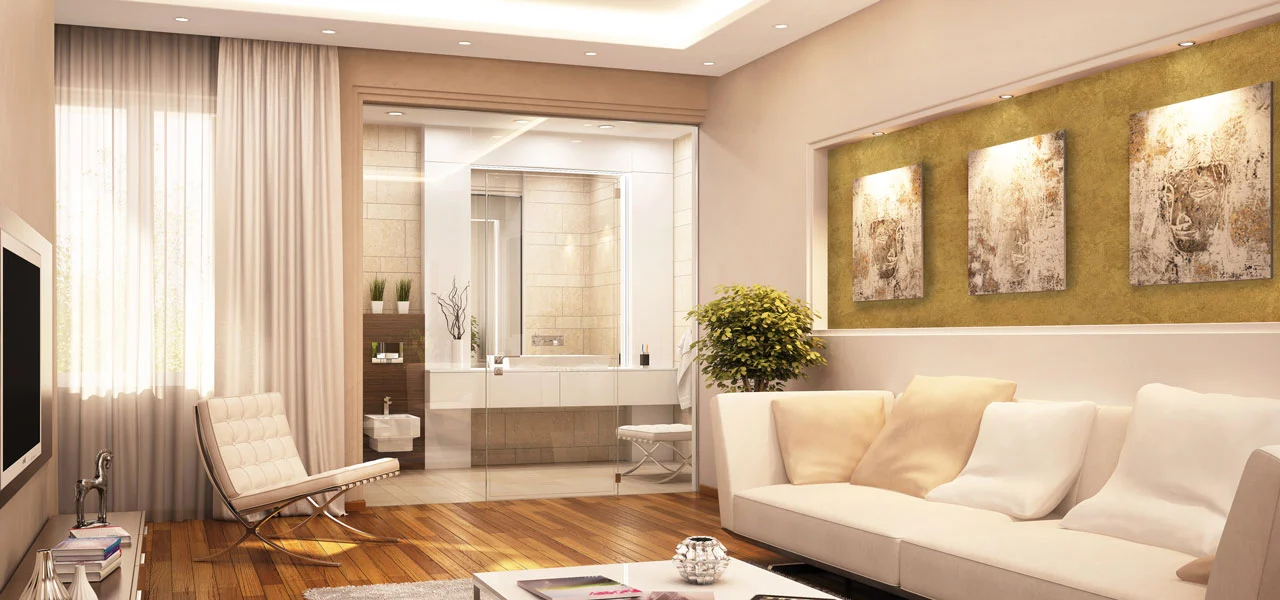 Goldene Wandfarbe im Wohnbereich 