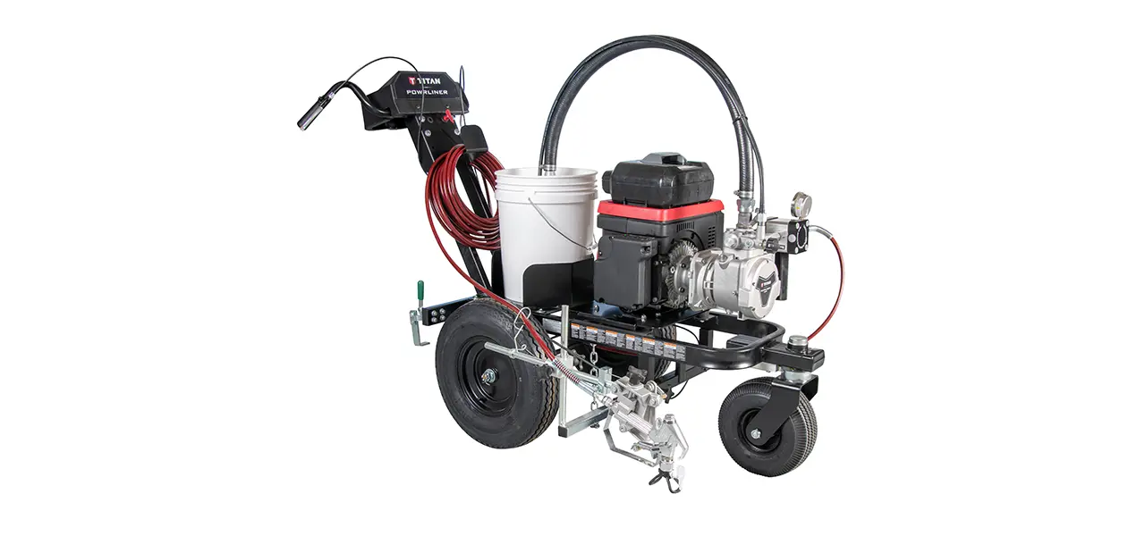 Akkubetriebener Markierwagen - Detailansicht von der Seite