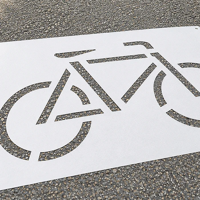 Markierungsschablonen - Fahrradweg wird markiert