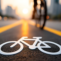 Fahrrad Thermo Tattoo Markierung auf einem Radweg