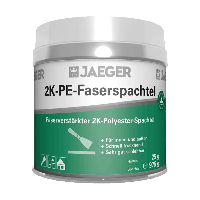 Gebinde, der Spachtelmasse mit Fasern von Jaegerlacke